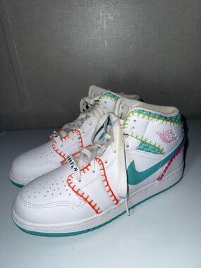 Nike Jordan Kids White Teal Orange Accent Sneakers